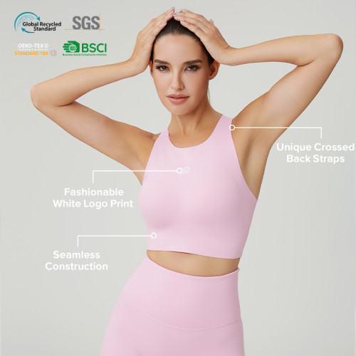 Custom Seamless Bonded Cross-Back Sports Tank Top | OEM Women's Sportswear Manufacturer