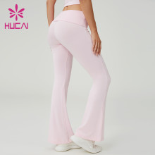 Custom Fold-Over Low-Waist Soft Knitted Yoga Flared Pants | OEM Women's Sportswear Manufacturer