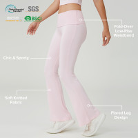 Custom Fold-Over Low-Waist Soft Knitted Yoga Flared Pants | OEM Women's Sportswear Manufacturer