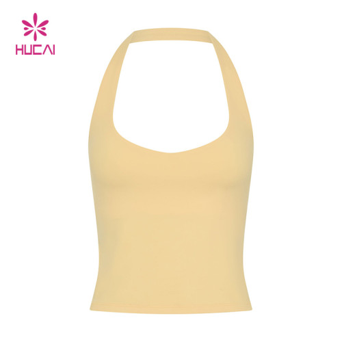 Custom Halter Yoga Tank Top Sleek Fit & Open Back Design | OEM Sportswear Manufacturer