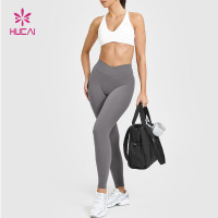 HUCAI OEM Custom High-Waist Cross Waist Yoga Leggings for Training