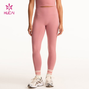HUCAI OEM Custom High-Waist Yoga Leggings with Contrast Side Stripe