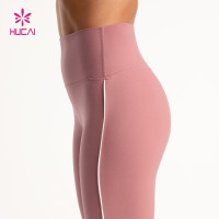 HUCAI OEM Custom High-Waist Yoga Leggings with Contrast Side Stripe