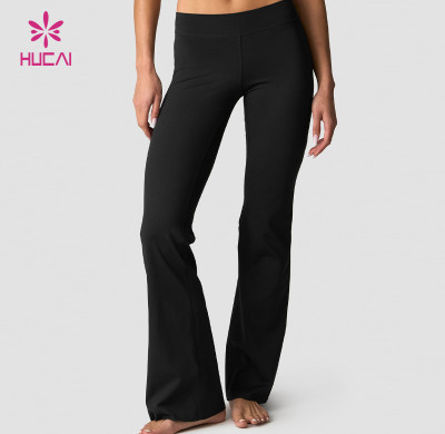 HUCAI OEM Custom High-Waist Black Flared Yoga Pants for Training & Lifestyle