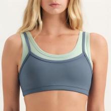 Custom Medium Support Sports Bra with Contrast Layer | HUCAI sportswear manufacturer