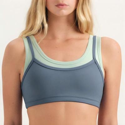 Custom Medium Support Sports Bra with Contrast Layer | HUCAI sportswear manufacturer