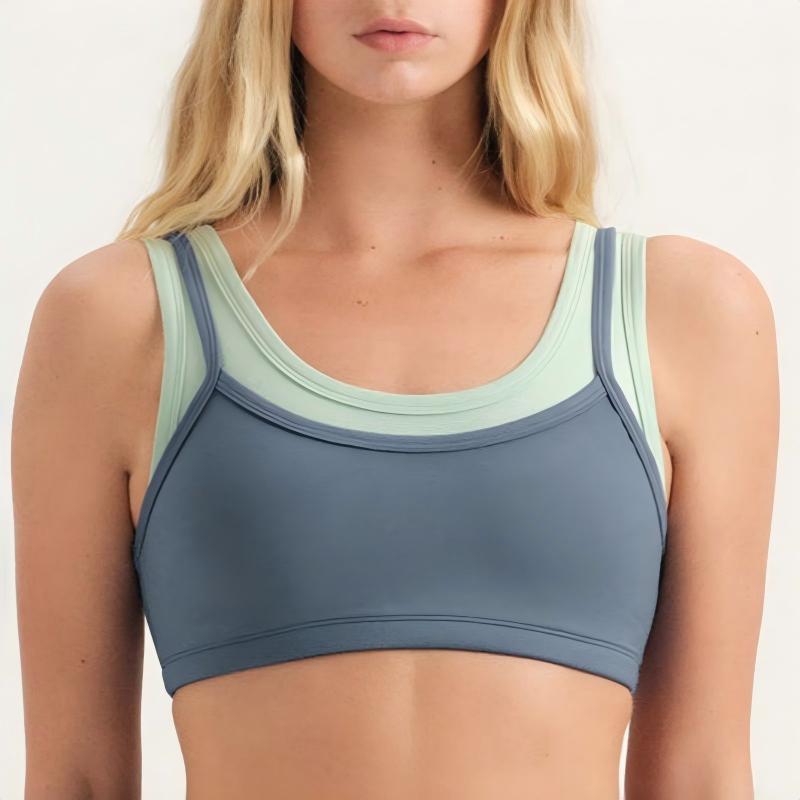 Custom Medium Support Sports Bra with Contrast Layer | HUCAI sportswear manufacturer