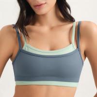 Custom Medium Support Sports Bra with Double Strap Contrast | HUCAI sportswear manufacturer