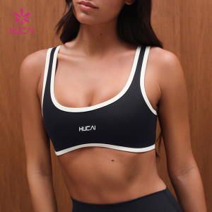 Custom Medium Support Sports Bra with Contrast Trim | HUCAI sportswear manufacturer