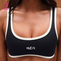 Custom Medium Support Sports Bra with Contrast Trim | HUCAI sportswear manufacturer