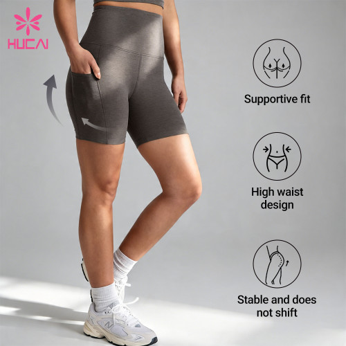 Custom 5-Inch High Waisted Bike Shorts for Women's Sportswear Brands