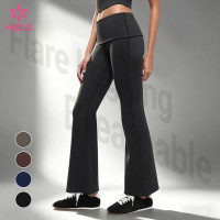 Custom High Waisted Flare Leggings for Women's Sportswear Brands