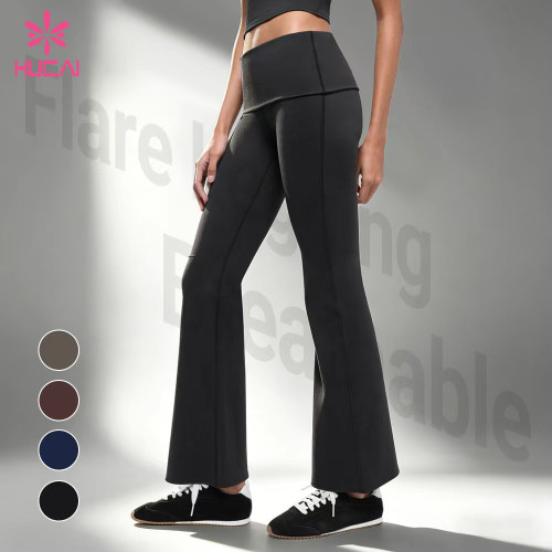 Custom High Waisted Flare Leggings for Women's Sportswear Brands