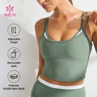 Custom Double-Layer Contrast Sports Bra Top for Women's Sportswear Brands
