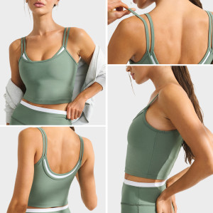 Custom Double-Layer Contrast Sports Bra Top for Women's Sportswear Brands