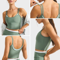 Custom Double-Layer Contrast Sports Bra Top for Women's Sportswear Brands