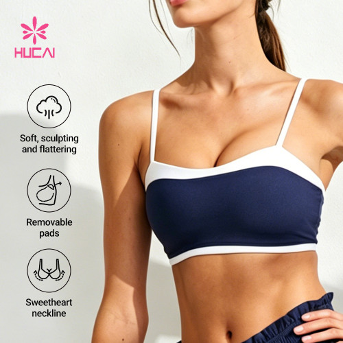 Custom Sweetheart Neckline Contrast Sports Bra Top for Women's Sportswear Brands