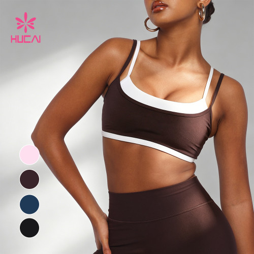 Custom Double Strap Contrast Sports Bra for Women's Activewear Brands