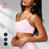 Custom Double Strap Contrast Sports Bra for Women's Activewear Brands