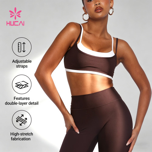 Custom Double Strap Contrast Sports Bra for Women's Activewear Brands