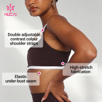 Custom Double Strap Contrast Sports Bra for Women's Activewear Brands