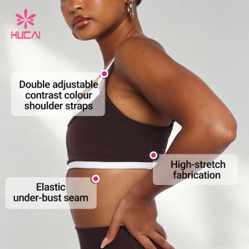 Custom Double Strap Contrast Sports Bra for Women's Activewear Brands