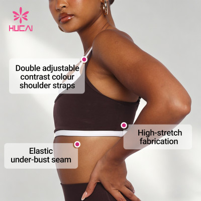 Custom Double Strap Contrast Sports Bra for Women's Activewear Brands