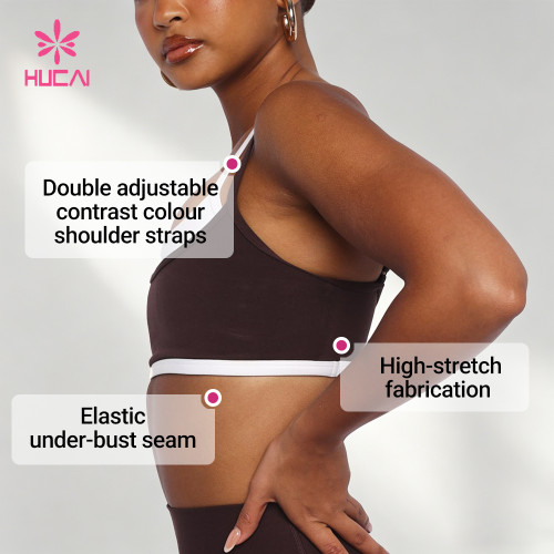 Custom Double Strap Contrast Sports Bra for Women's Activewear Brands