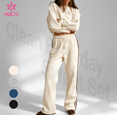 Custom Clean Everyday Sweatshirt and Straight-Leg Sweatpants Set for Women's Brands