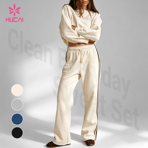 Custom Clean Everyday Sweatshirt and Straight-Leg Sweatpants Set for Women's Brands
