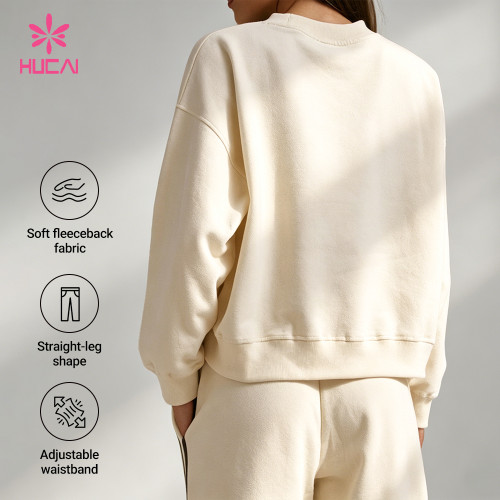 Custom Clean Everyday Sweatshirt and Straight-Leg Sweatpants Set for Women's Brands