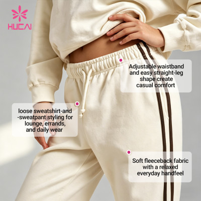 Custom Clean Everyday Sweatshirt and Straight-Leg Sweatpants Set for Women's Brands