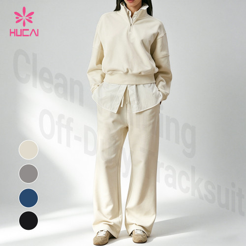 Custom Half-Zip Oversized Tracksuit Set for Women's Athleisure Brands