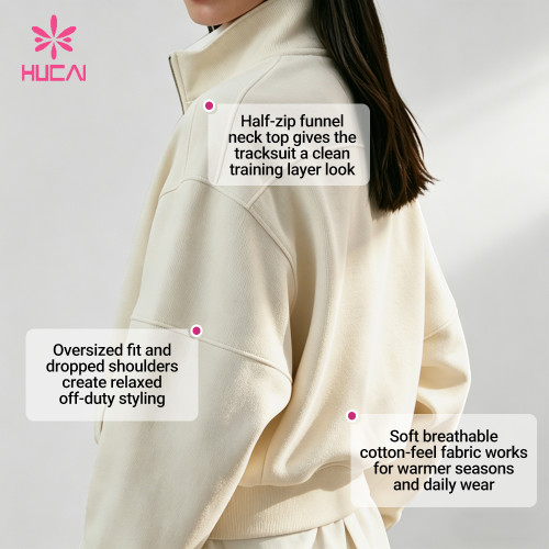 Custom Half-Zip Oversized Tracksuit Set for Women's Athleisure Brands