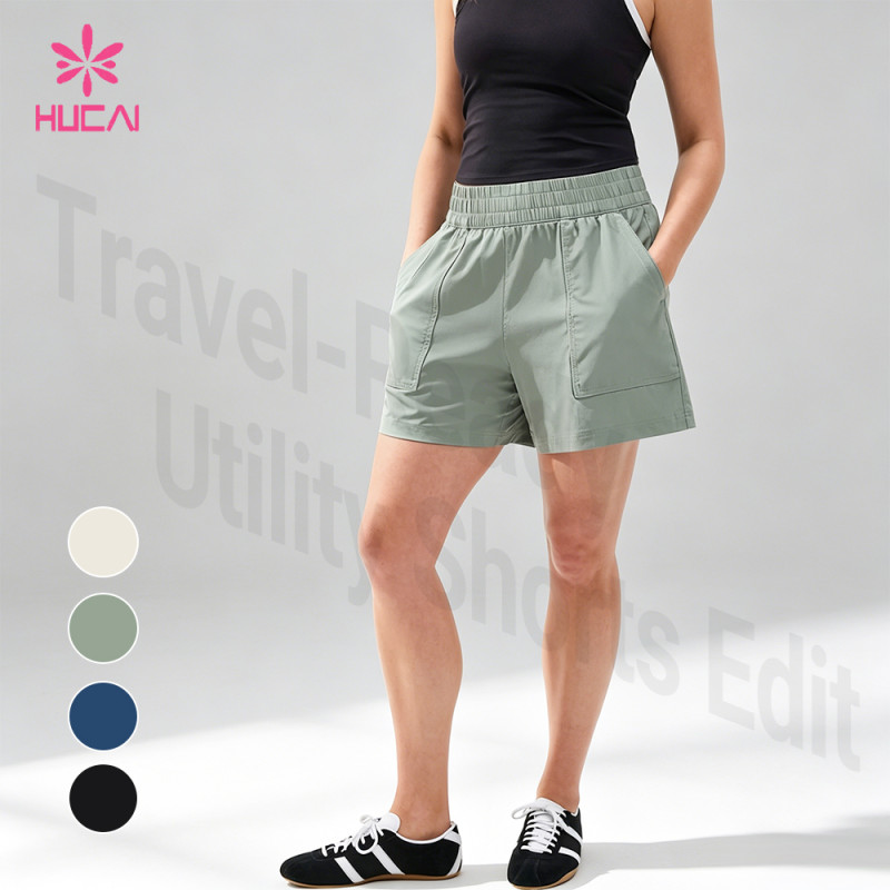 Custom Travel-Ready Utility Shorts with Zip Pockets for Women's Activewear Brands