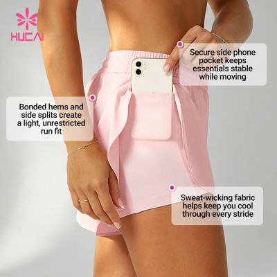 Custom Lightweight 2-in-1 Running Shorts with Phone Pocket for Women's Activewear Brands