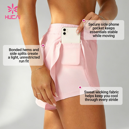 Custom Lightweight 2-in-1 Running Shorts with Phone Pocket for Women's Activewear Brands
