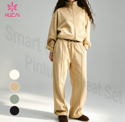 Custom Smart Casual Pintuck Sweat Set for Women's Athleisure Brands