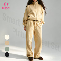 Custom Smart Casual Pintuck Sweat Set for Women's Athleisure Brands