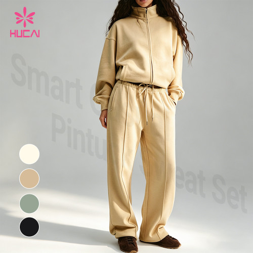 Custom Smart Casual Pintuck Sweat Set for Women's Athleisure Brands