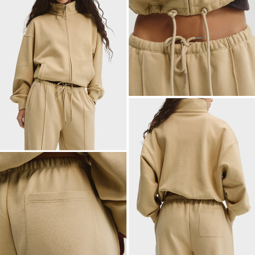 Custom Smart Casual Pintuck Sweat Set for Women's Athleisure Brands