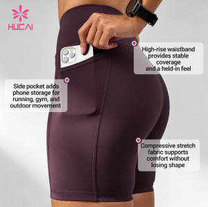 Custom High-Rise Pocket Running Bike Shorts for Women's Sportswear