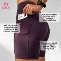 Custom High-Rise Pocket Running Bike Shorts for Women's Sportswear