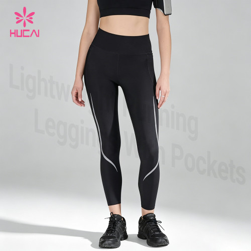 Custom 7/8 Reflective Running Leggings with Pockets for Women