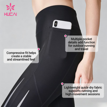 Custom 7/8 Reflective Running Leggings with Pockets for Women