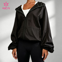 Custom Wind-Resistant Zip Front Running Jacket for Women's Sportswear
