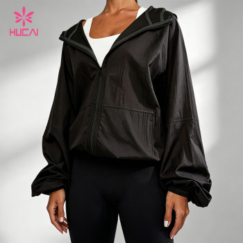 Custom Wind-Resistant Zip Front Running Jacket for Women's Sportswear