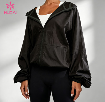 Custom Wind-Resistant Zip Front Running Jacket for Women's Sportswear