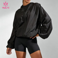 Custom Wind-Resistant Zip Front Running Jacket for Women's Sportswear
