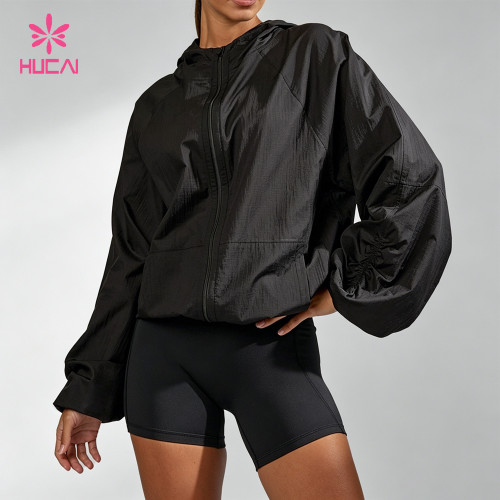 Custom Wind-Resistant Zip Front Running Jacket for Women's Sportswear